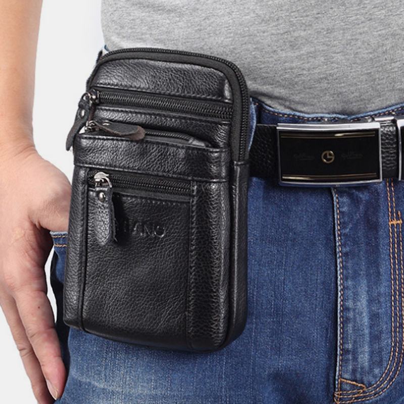 Męska Skórzana Retro Wielofunkcyjna Torba Na Pasek Cross Body Bag Casual Duża Pojemność Łatwa Do Przenoszenia Torba Na Talię