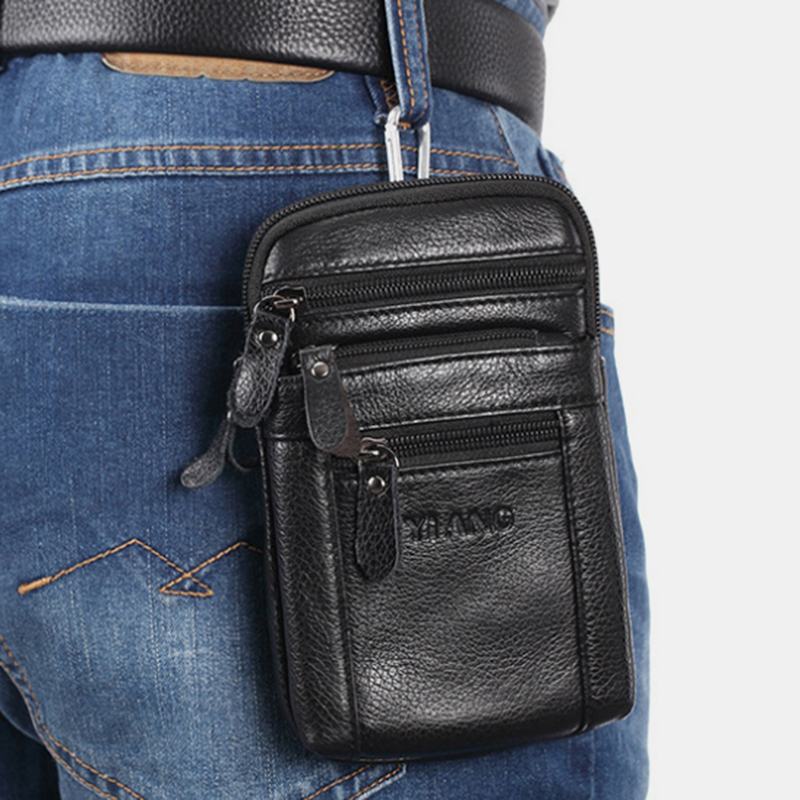 Męska Skórzana Retro Wielofunkcyjna Torba Na Pasek Cross Body Bag Casual Duża Pojemność Łatwa Do Przenoszenia Torba Na Talię