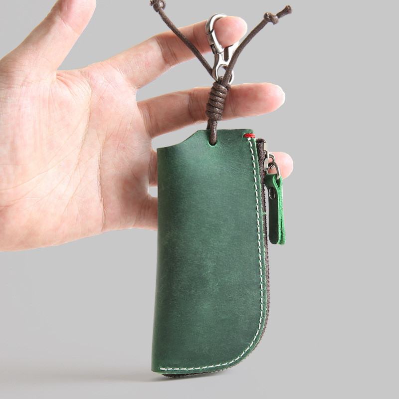 Męska Skórzana Skóra Bydlęca Mini Easy Carry Hanging Car Key Bag Keychain Wallet