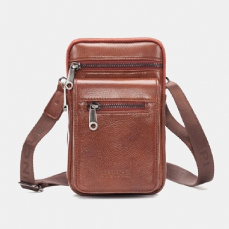 Męska Skórzana Skóra Bydlęca Multi-carry Retro 7.2 Cala Telefon Crossbody Torba Wisząca Torba Na Pasek Torba Na Talię