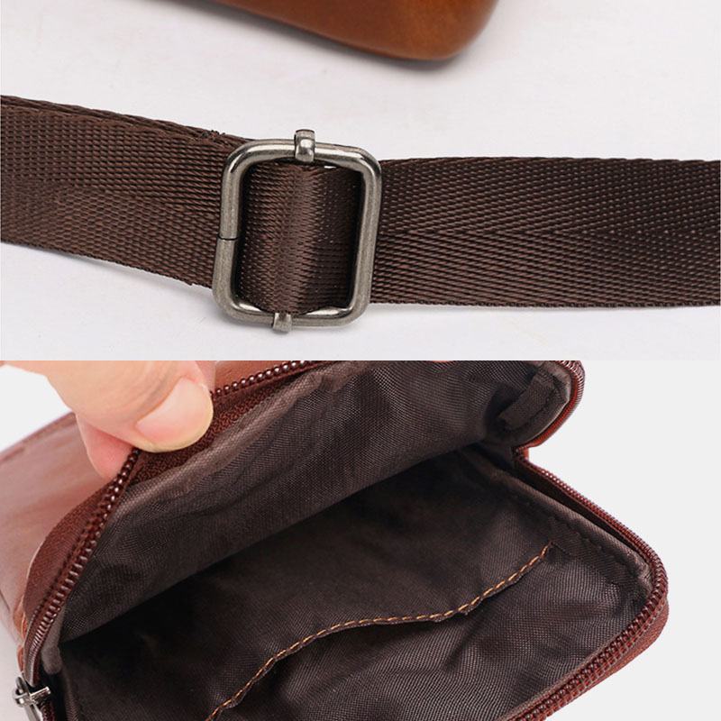 Męska Skórzana Skóra Bydlęca Vintage Business 6.5 Cala Torba Na Telefon Torba Crossbody Torba Na Pas Torba Na Ramię