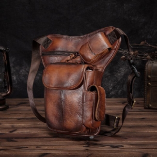 Męska Skórzana Torba Multi-carry Retro 7-calowa Kamera Telefoniczna Outdoor Waist Bag Torba Przez Ramię