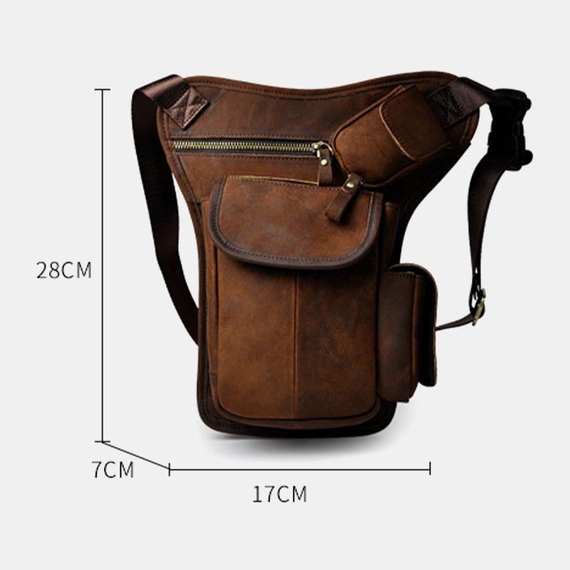 Męska Skórzana Torba Multi-carry Retro 7-calowa Kamera Telefoniczna Outdoor Waist Bag Torba Przez Ramię