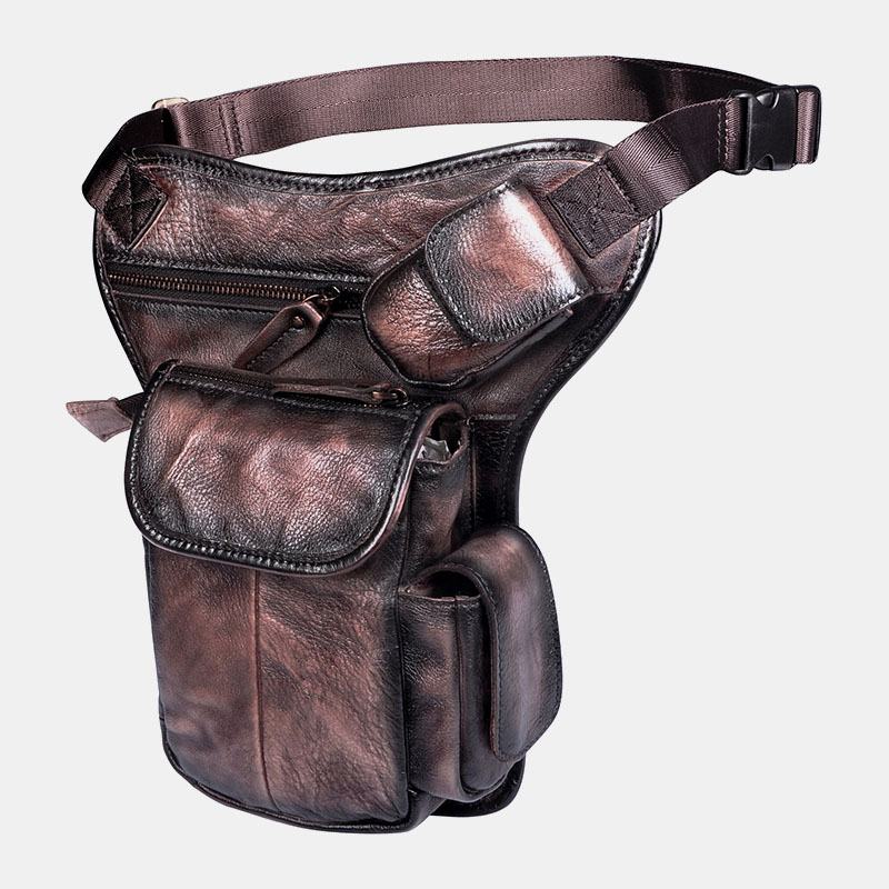 Męska Skórzana Torba Multi-carry Retro 7-calowa Kamera Telefoniczna Outdoor Waist Bag Torba Przez Ramię