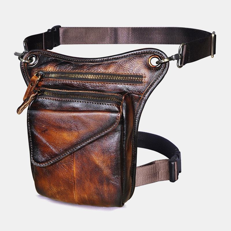 Męska Skórzana Torba Multi-carry Retro 8-calowa Torba Na Telefon Na Zewnątrz W Talii Torba Crossbody