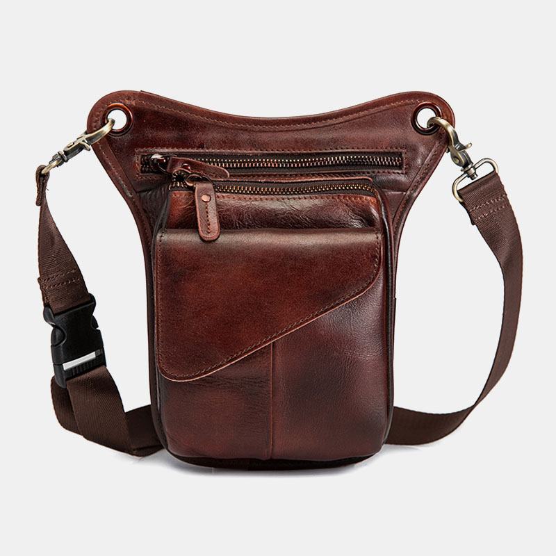 Męska Skórzana Torba Multi-carry Retro 8-calowa Torba Na Telefon Na Zewnątrz W Talii Torba Crossbody