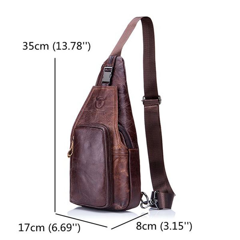 Męska Skórzana Torba Na Klatkę Piersiowa Vintage Travel Moda Crossbody Torba Na Ramię