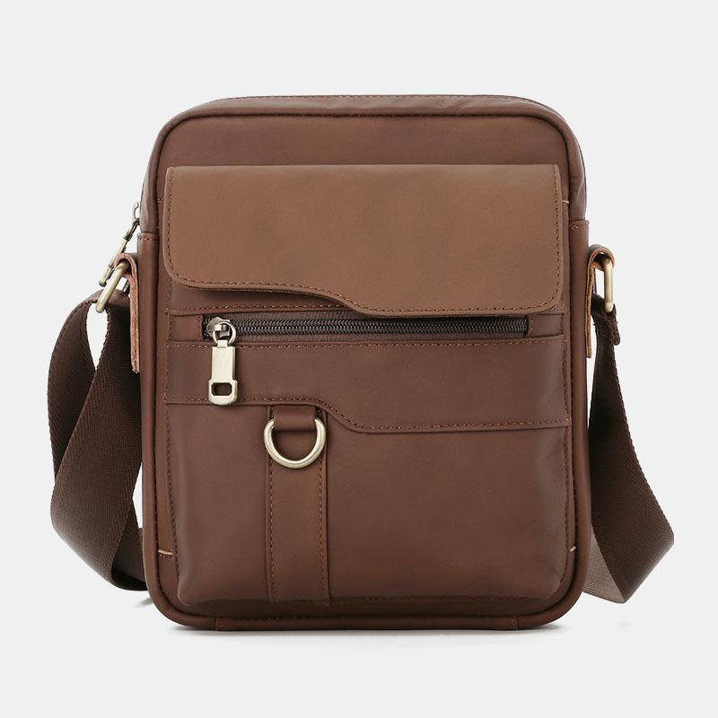 Męska Skórzana Torba O Dużej Pojemności Vintage Casual 6.5-calowa Torba Na Telefon Torba Crossbody Torba Na Ramię Torba Kurierska