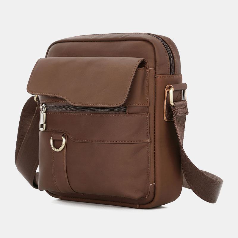 Męska Skórzana Torba O Dużej Pojemności Vintage Casual 6.5-calowa Torba Na Telefon Torba Crossbody Torba Na Ramię Torba Kurierska