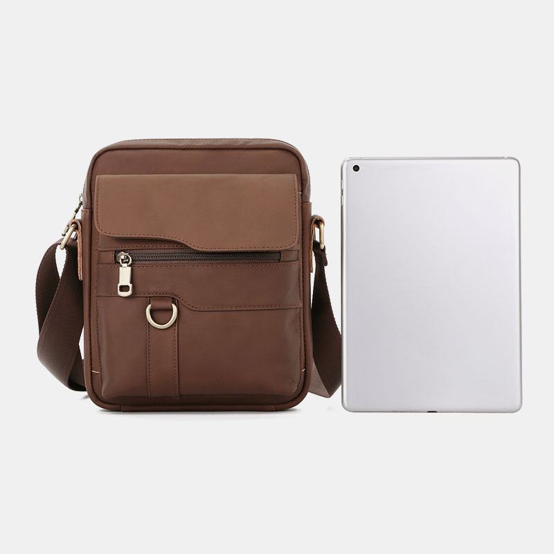 Męska Skórzana Torba O Dużej Pojemności Vintage Casual 6.5-calowa Torba Na Telefon Torba Crossbody Torba Na Ramię Torba Kurierska