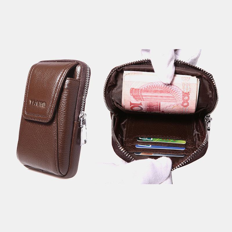 Męska Skórzana Torba Retro 6-calowa Torba Na Telefon Business Casual Belt Bag Torba Na Talię