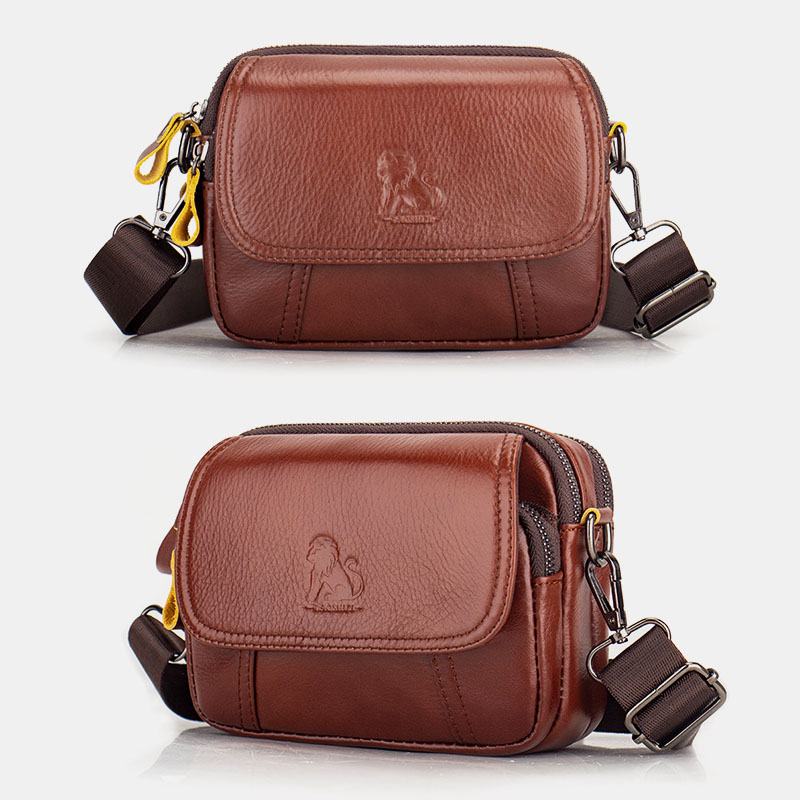 Męska Skórzana Torba Retro 7.5 Cala Na Telefon Cross Body Bag Torba Na Pasek Z Szlufką Na Pasek