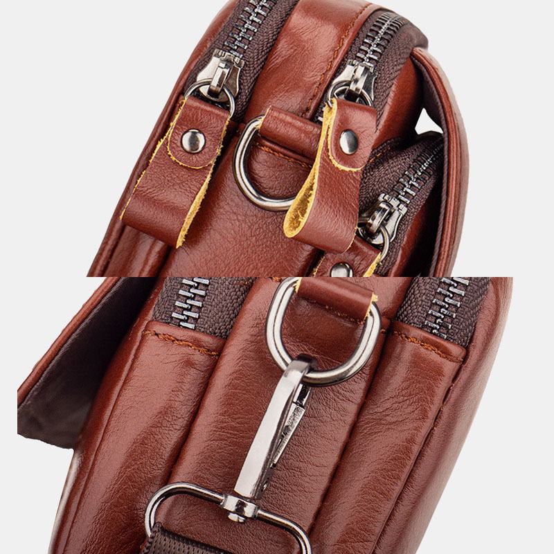 Męska Skórzana Torba Retro 7.5 Cala Na Telefon Cross Body Bag Torba Na Pasek Z Szlufką Na Pasek