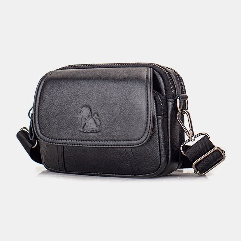 Męska Skórzana Torba Retro 7.5 Cala Na Telefon Cross Body Bag Torba Na Pasek Z Szlufką Na Pasek