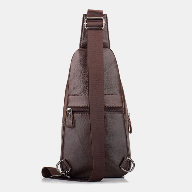 Męska Skórzana Torba Z Wieloma Kieszeniami O Dużej Pojemności Vintage Pierwsza Warstwa Skóry Wołowej Crossbody Torby Torba Na Ramię Torba Na Klatkę Piersiową