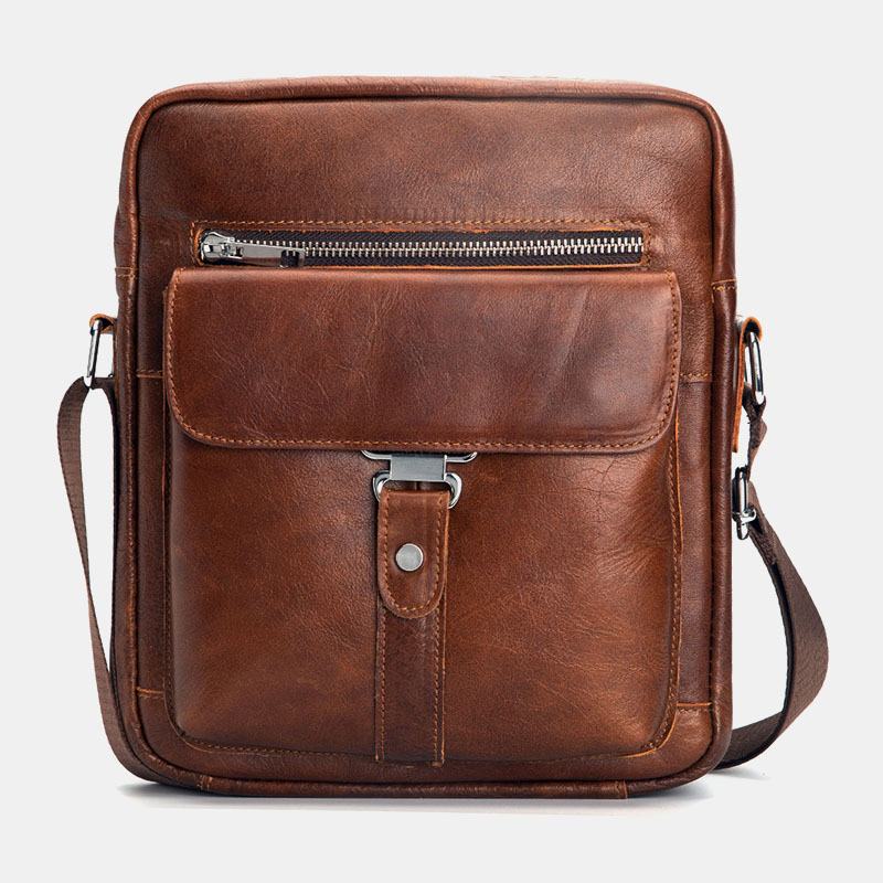 Męska Skórzana Wielofunkcyjna Antykradzieżowa Odporna Na Zużycie Torba Na Ramię W Stylu Vintage Business Crossbody