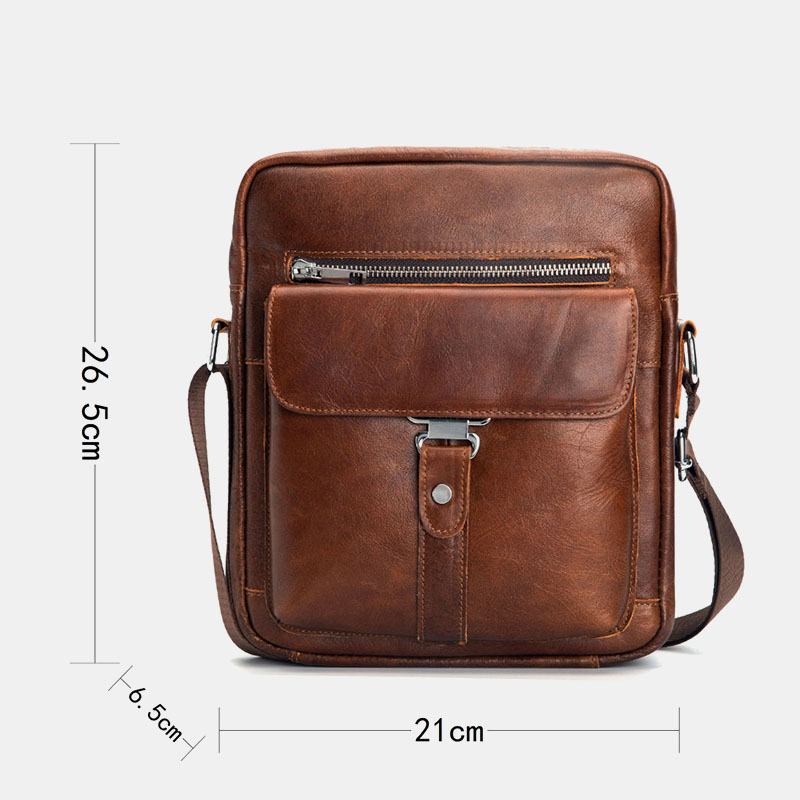 Męska Skórzana Wielofunkcyjna Antykradzieżowa Odporna Na Zużycie Torba Na Ramię W Stylu Vintage Business Crossbody