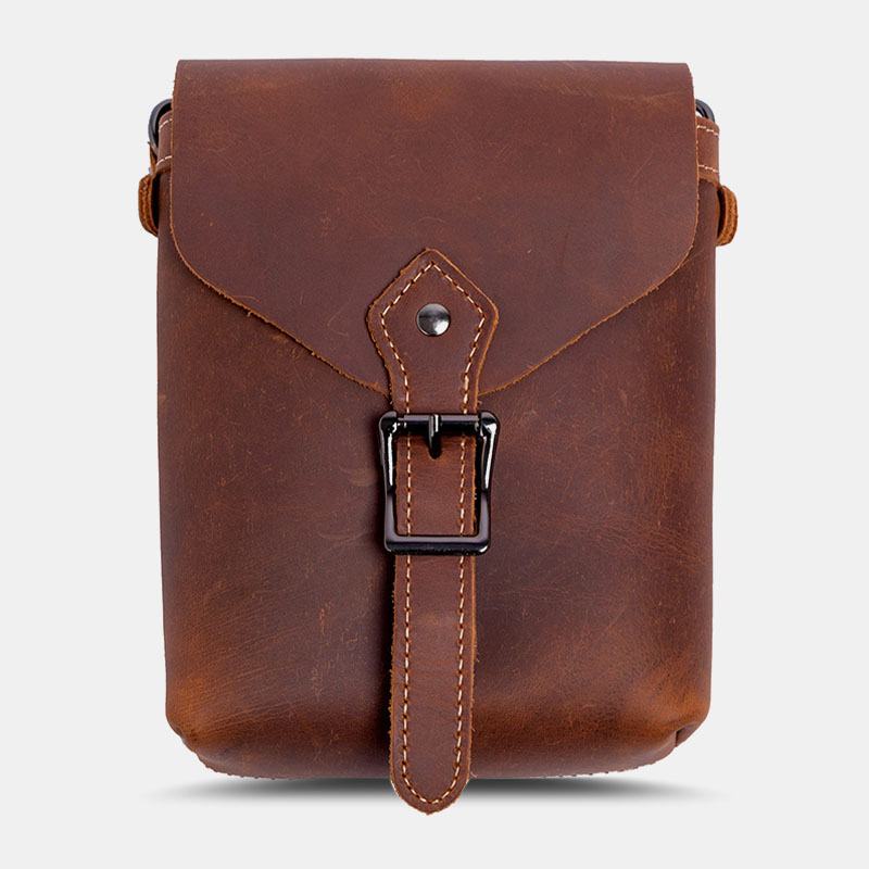 Męska Skórzana Wielofunkcyjna Lekka Torba Crossbody W Stylu Vintage 6.5 Cala Torba Na Telefon Torba Na Pasek Torba Na Pasek