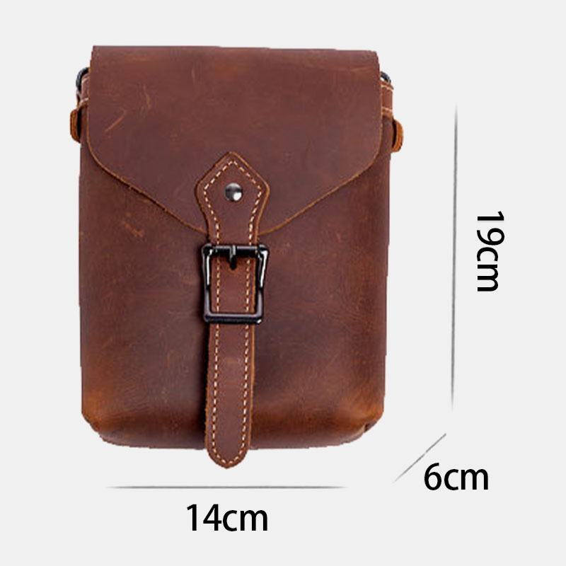 Męska Skórzana Wielofunkcyjna Lekka Torba Crossbody W Stylu Vintage 6.5 Cala Torba Na Telefon Torba Na Pasek Torba Na Pasek