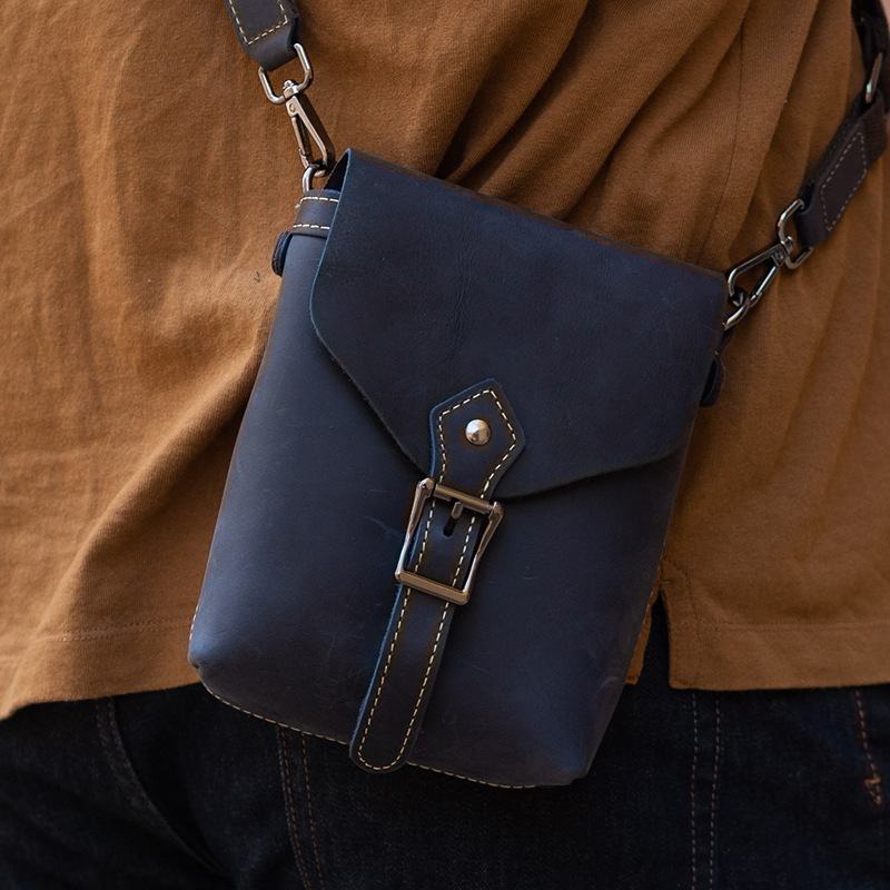 Męska Skórzana Wielofunkcyjna Lekka Torba Crossbody W Stylu Vintage 6.5 Cala Torba Na Telefon Torba Na Pasek Torba Na Pasek