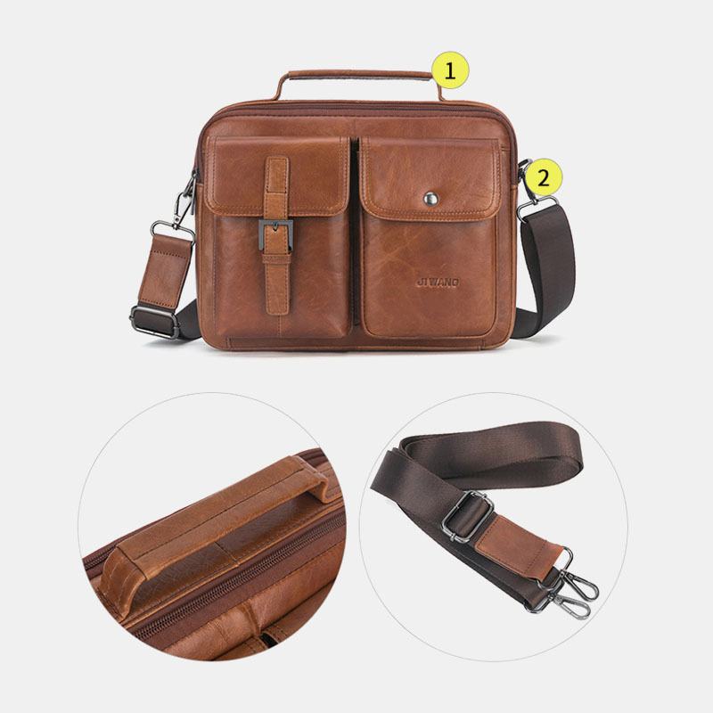 Męska Skórzana Wielofunkcyjna Torebka Retro O Dużej Pojemności Torba Na Ramię Cross Body Bag