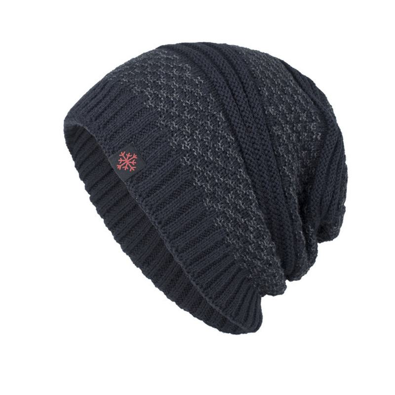 Męska Solidna Dzianinowa CZapka Skullies Beanie Oraz Aksamitne Ciepłe CZapki Outdoorowe