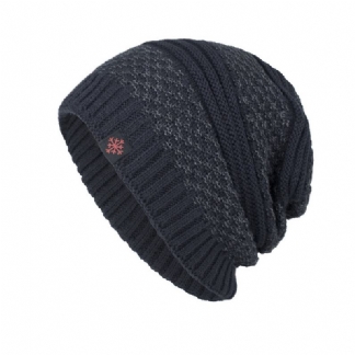 Męska Solidna Dzianinowa CZapka Skullies Beanie Oraz Aksamitne Ciepłe CZapki Outdoorowe