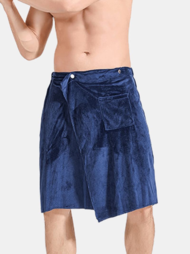 Męska Spódnica Do Wanny W Jednolitym Kolorze Miękki Wygodny Chłonny Ręcznik Plażowy