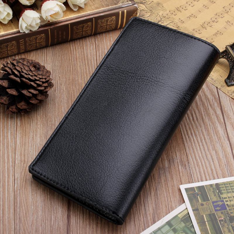 Męska Szczupła Skórzana Długa Portfel Bifold Clutch Holder Na Karty Kredytowe Coin Purse Bag