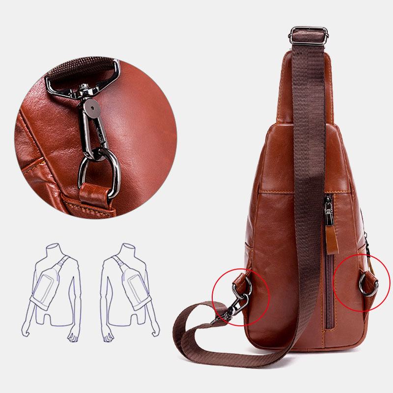 Męska Torba Na Klatkę Piersiową Z Prawdziwej Skóry Torba Na Ramię Crossbody Torba Pierwsza Warstwa Trend Moda Bag