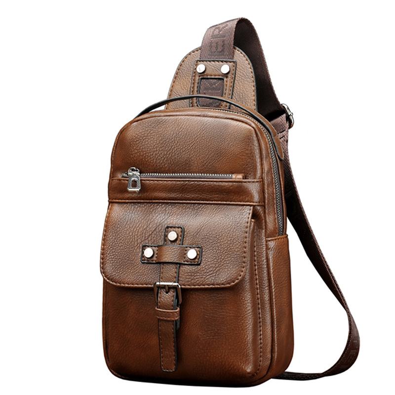 Męska Torba Na Klatkę Piersiową Ze Skóry Pu Business Casual Torba Na Ramię Crossbody Do Wypoczynku