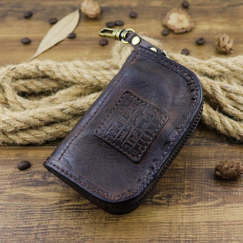 Męska Torba Na Klucze Z Prawdziwej Skóry W Stylu Vintage Portfel Na Pieniądze