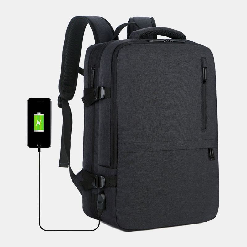 Męska Torba Na Laptopa Oxford Extension Pojemność Usb Do Ładowania Multi-pocket Business Laptop Bag Backpack