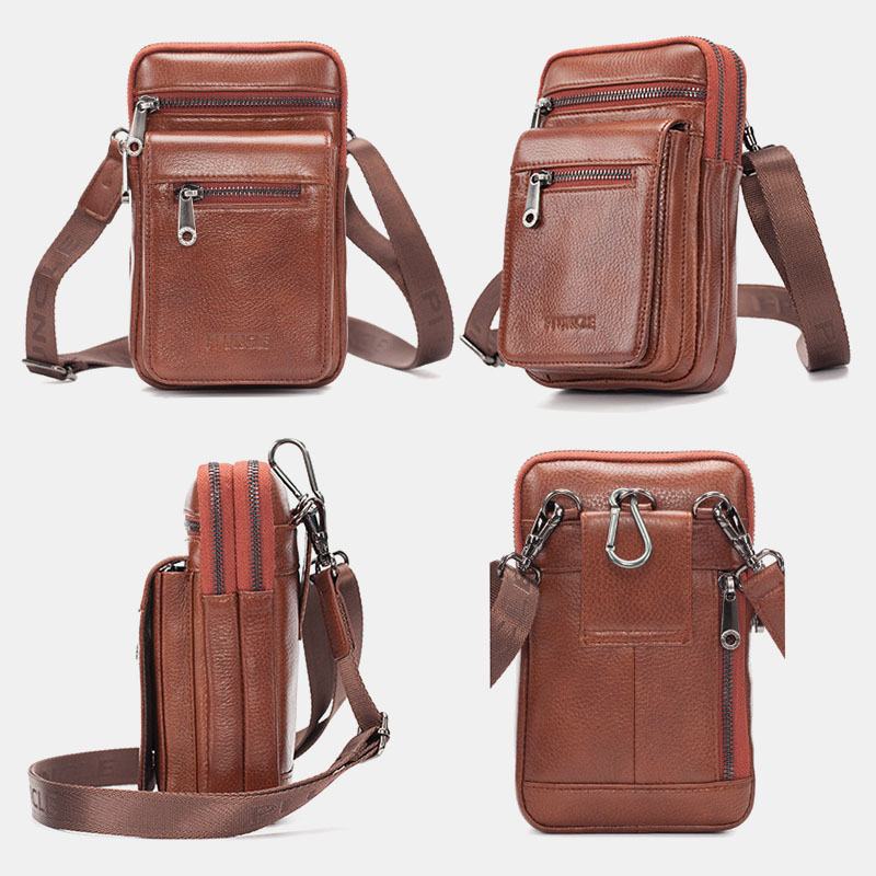 Męska Torba Na Talię Z Prawdziwej Skóry Crossbody Torba Na Ramię