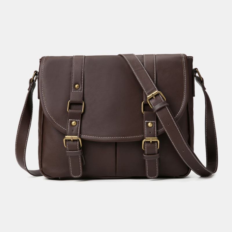 Męska Torba W Stylu Vintage O Dużej Pojemności Z Wieloma Kieszeniami Ze Skóry Pu Dla Nauczyciela Torba Crossbody Krótka Torba Na Ramię