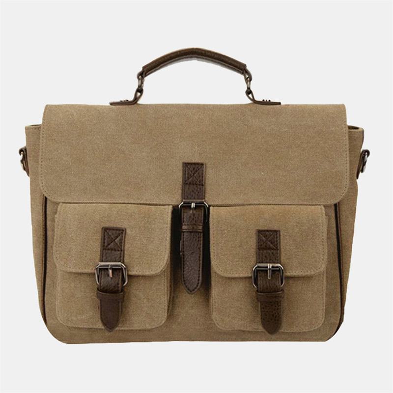 Męska Torba W Stylu Vintage Odporna Na Zużycie Z Wieloma Kieszeniami Płócienna Teczka Crossbody Na Ramię
