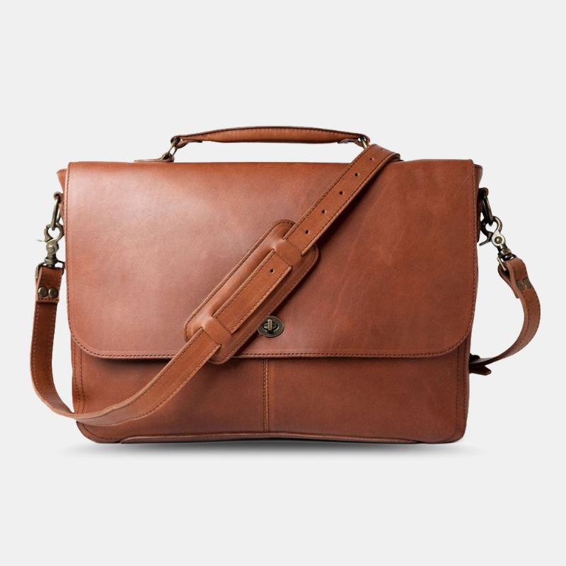 Męska Torba Wielofunkcyjna Ze Skóry Pu W Stylu Vintage 15.6 Cala Na Laptopa Torba Przeciw Kradzieży Torba Crossbody