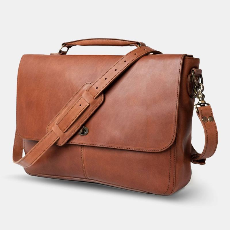 Męska Torba Wielofunkcyjna Ze Skóry Pu W Stylu Vintage 15.6 Cala Na Laptopa Torba Przeciw Kradzieży Torba Crossbody