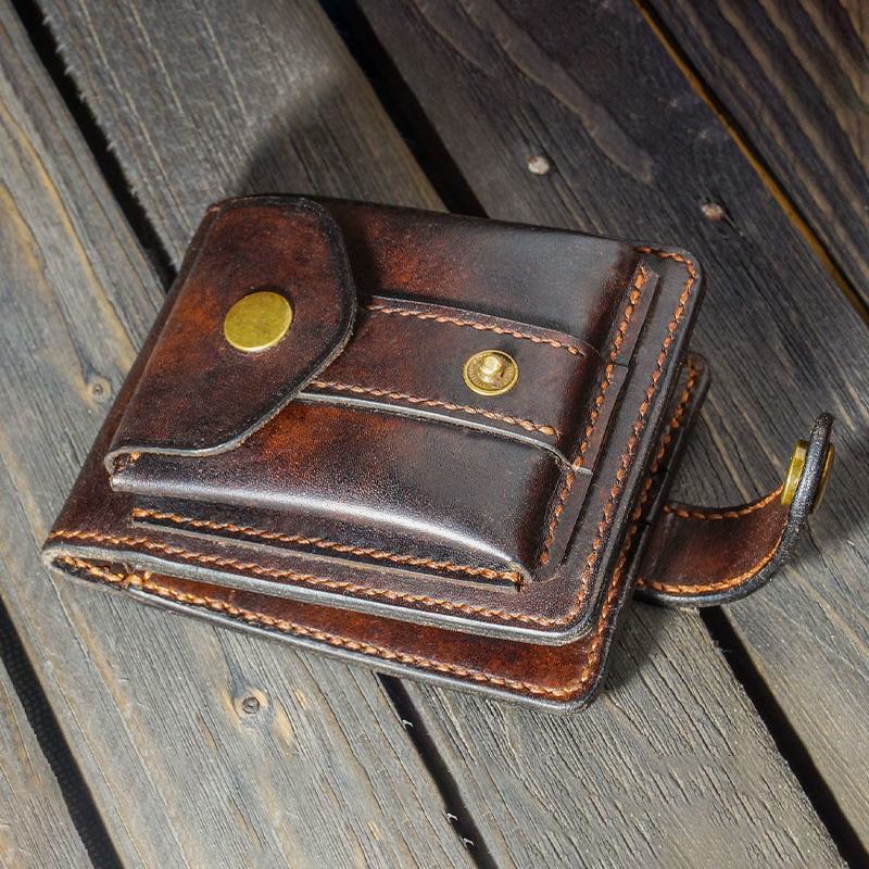 Męska Torba Z Prawdziwej Skóry Bifold Z Wieloma Gniazdami Na Karty Vintage Edc Coin Bag Belt Sheath Wallet Waist Bag