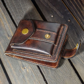 Męska Torba Z Prawdziwej Skóry Bifold Z Wieloma Gniazdami Na Karty Vintage Edc Coin Bag Belt Sheath Wallet Waist Bag