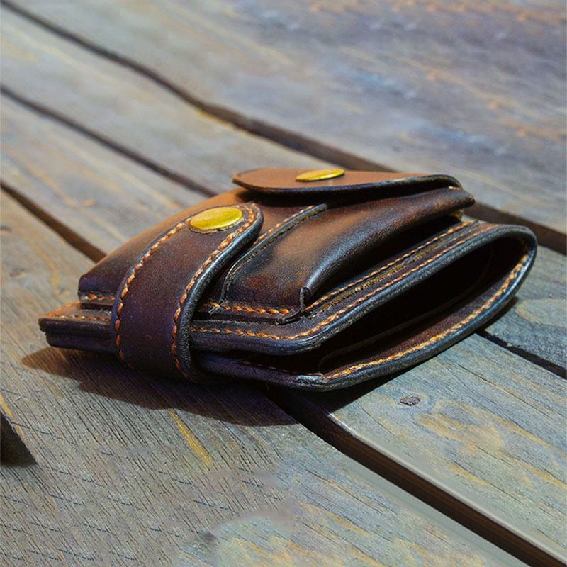 Męska Torba Z Prawdziwej Skóry Bifold Z Wieloma Gniazdami Na Karty Vintage Edc Coin Bag Belt Sheath Wallet Waist Bag