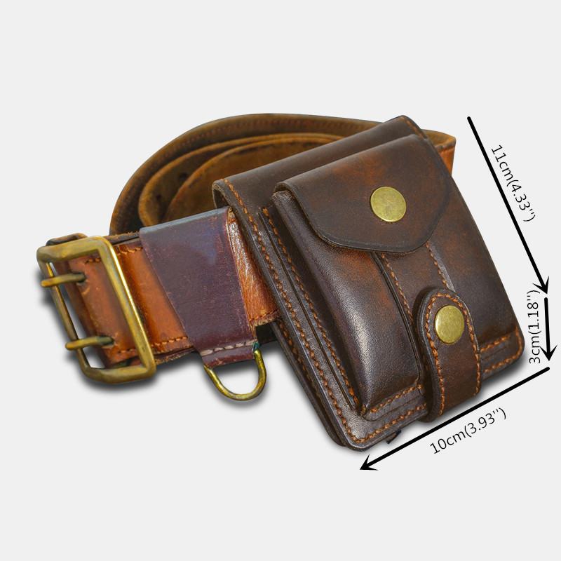 Męska Torba Z Prawdziwej Skóry Bifold Z Wieloma Gniazdami Na Karty Vintage Edc Coin Bag Belt Sheath Wallet Waist Bag