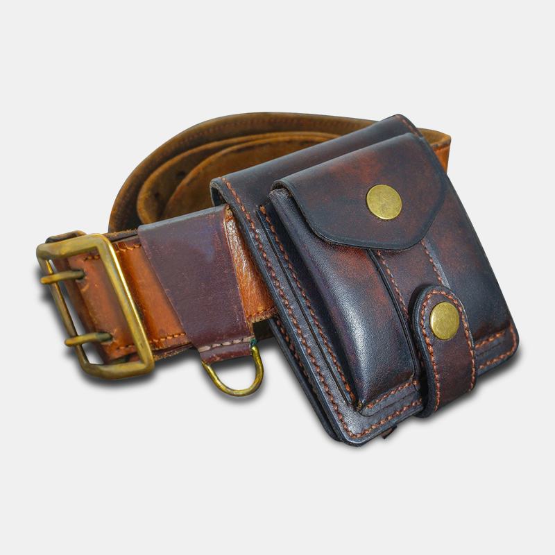 Męska Torba Z Prawdziwej Skóry Bifold Z Wieloma Gniazdami Na Karty Vintage Edc Coin Bag Belt Sheath Wallet Waist Bag