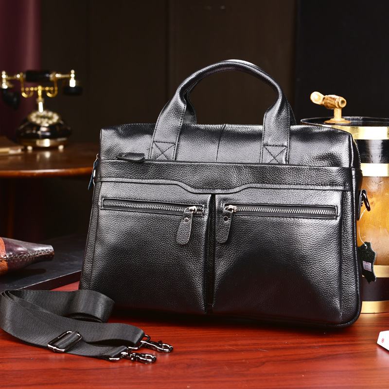 Męska Torba Z Prawdziwej Skóry Business Multi-carry 14-calowa Torba Na Laptopa Teczka Crossbody Torba Na Ramię