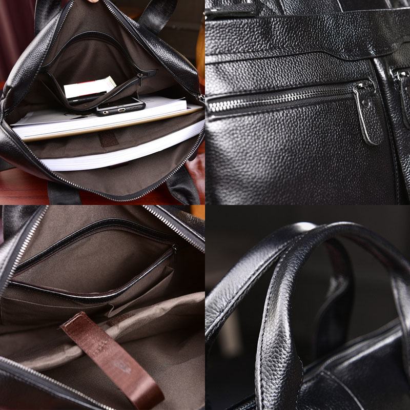 Męska Torba Z Prawdziwej Skóry Business Multi-carry 14-calowa Torba Na Laptopa Teczka Crossbody Torba Na Ramię