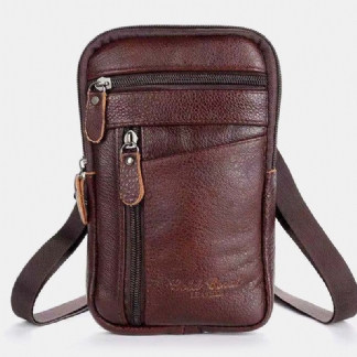 Męska Torba Z Prawdziwej Skóry Multi-carry Anti-theft 6.5-calowa Torba Na Telefon Torba Crossbody Torba Na Pas Torba Na Ramię