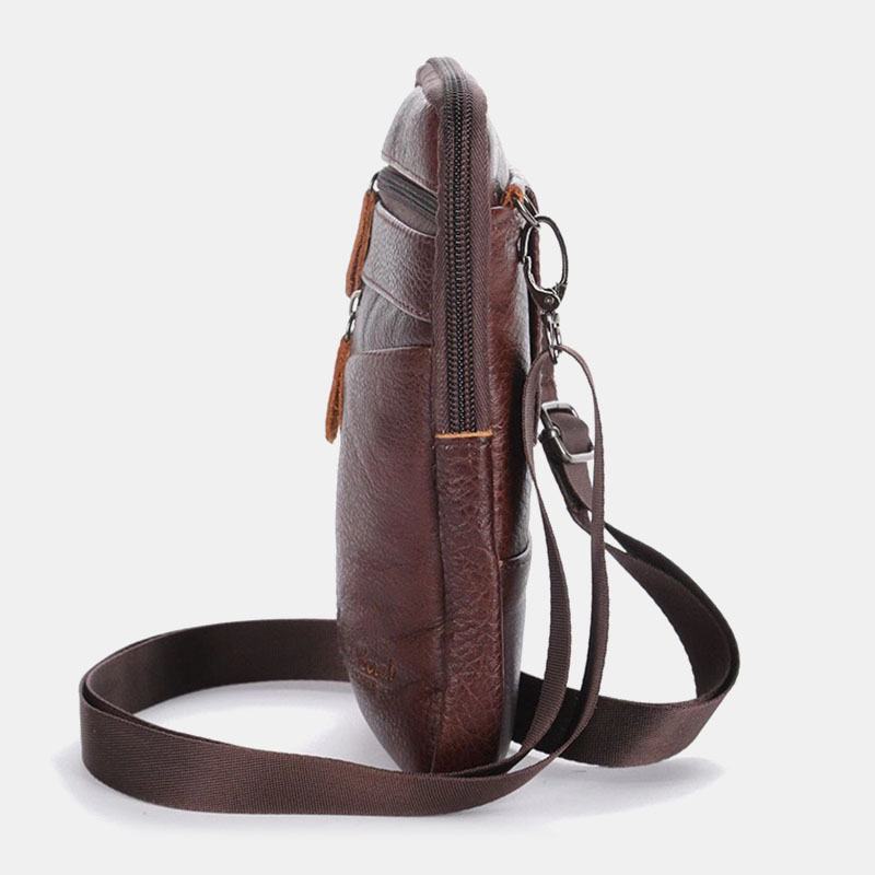 Męska Torba Z Prawdziwej Skóry Multi-carry Anti-theft 6.5-calowa Torba Na Telefon Torba Crossbody Torba Na Pas Torba Na Ramię