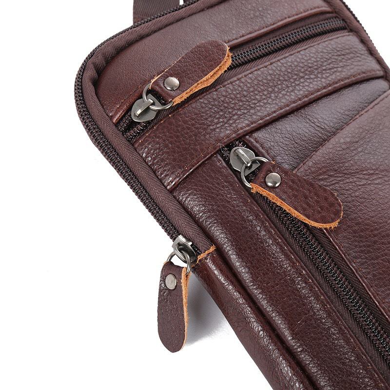 Męska Torba Z Prawdziwej Skóry Multi-carry Anti-theft 6.5-calowa Torba Na Telefon Torba Crossbody Torba Na Pas Torba Na Ramię