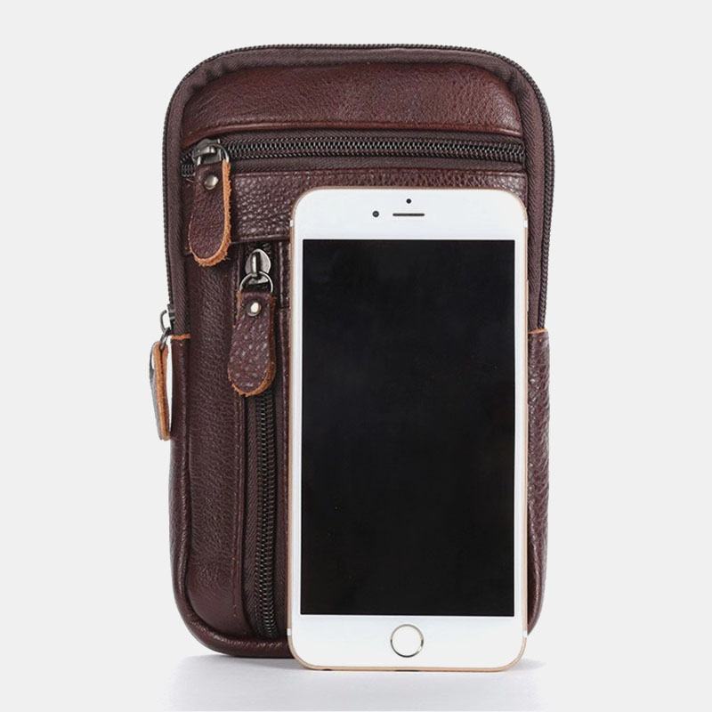 Męska Torba Z Prawdziwej Skóry Multi-carry Anti-theft 6.5-calowa Torba Na Telefon Torba Crossbody Torba Na Pas Torba Na Ramię