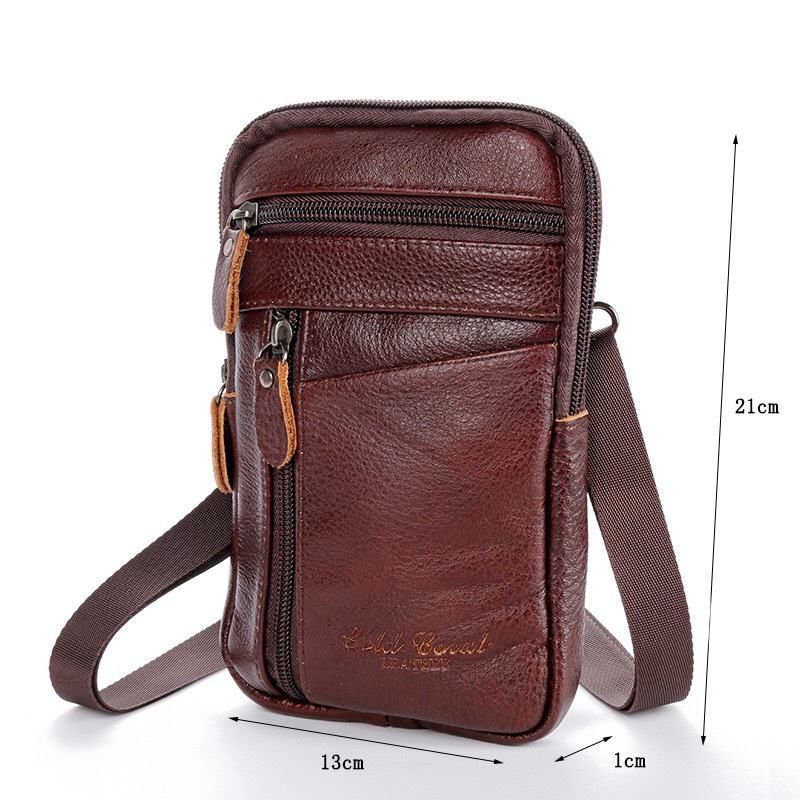 Męska Torba Z Prawdziwej Skóry Multi-carry Anti-theft 6.5-calowa Torba Na Telefon Torba Crossbody Torba Na Pas Torba Na Ramię